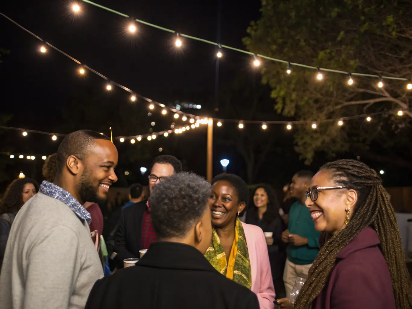 An image showing people of different ages and backgrounds participating in a social event organized by DEUX TEMPS !, emphasizing community building.