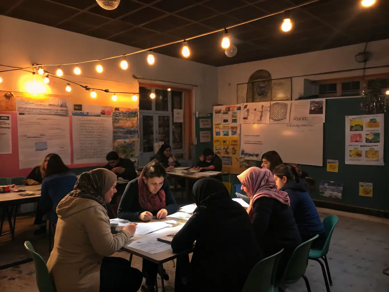 An image showing participants of different ages engaged in a DEUX TEMPS ! educational workshop, highlighting the organization's commitment to lifelong learning.